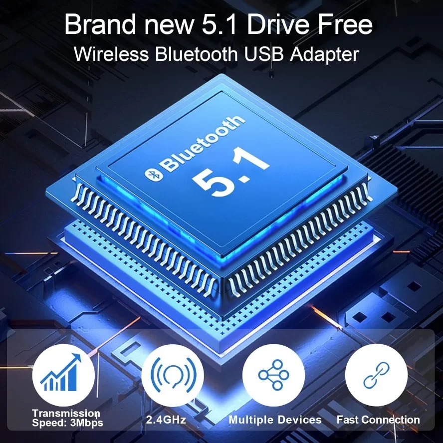 USB سماعة لاسلكية تعمل بالبلوتوث محول بلوتوث 5.1 للكمبيوتر دونغل محول ماوس لاسلكي لوحة المفاتيح الموسيقى استقبال الصوت USB إرسال