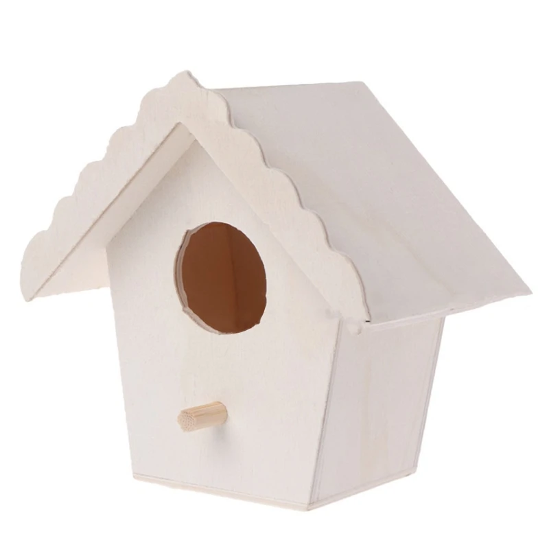 Handmade Birdhouse with Hole and Perch for Bluebird, Small Outdoor Garden, Nesting Box, Outside