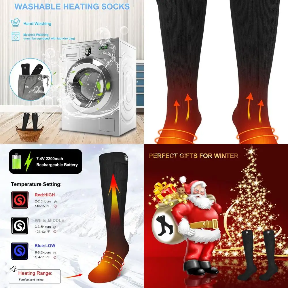 

Long Heated Socks for Men Women, 7.4V Electric Rechargeable Battery Heated Socks, Washable Foot Warmer for Camping Skiing Hiking