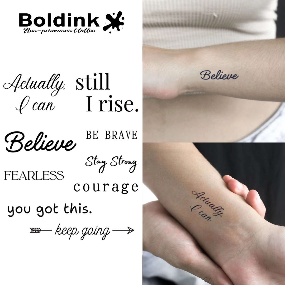 Courage Boldink Temporary Tattoo,Lasts To 15 Days New Technology Magic Waterproof Semi Permanent Sticker.