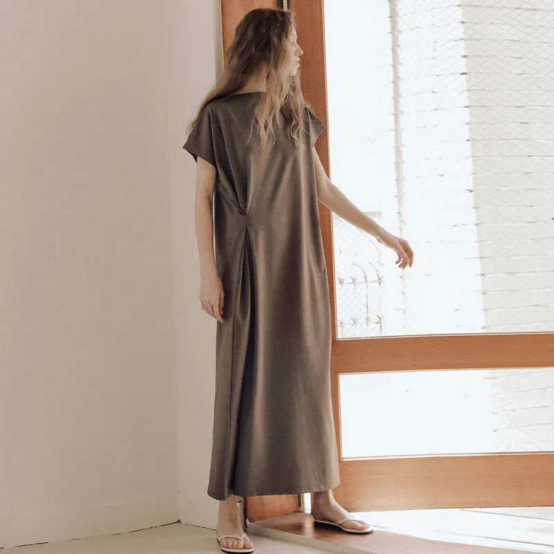 100% Cotton Chic And Elegant Woman Dress Oversized Short Sleeve Bandage Summer Dress Long Maxi Boho Sundress Robe Femmes