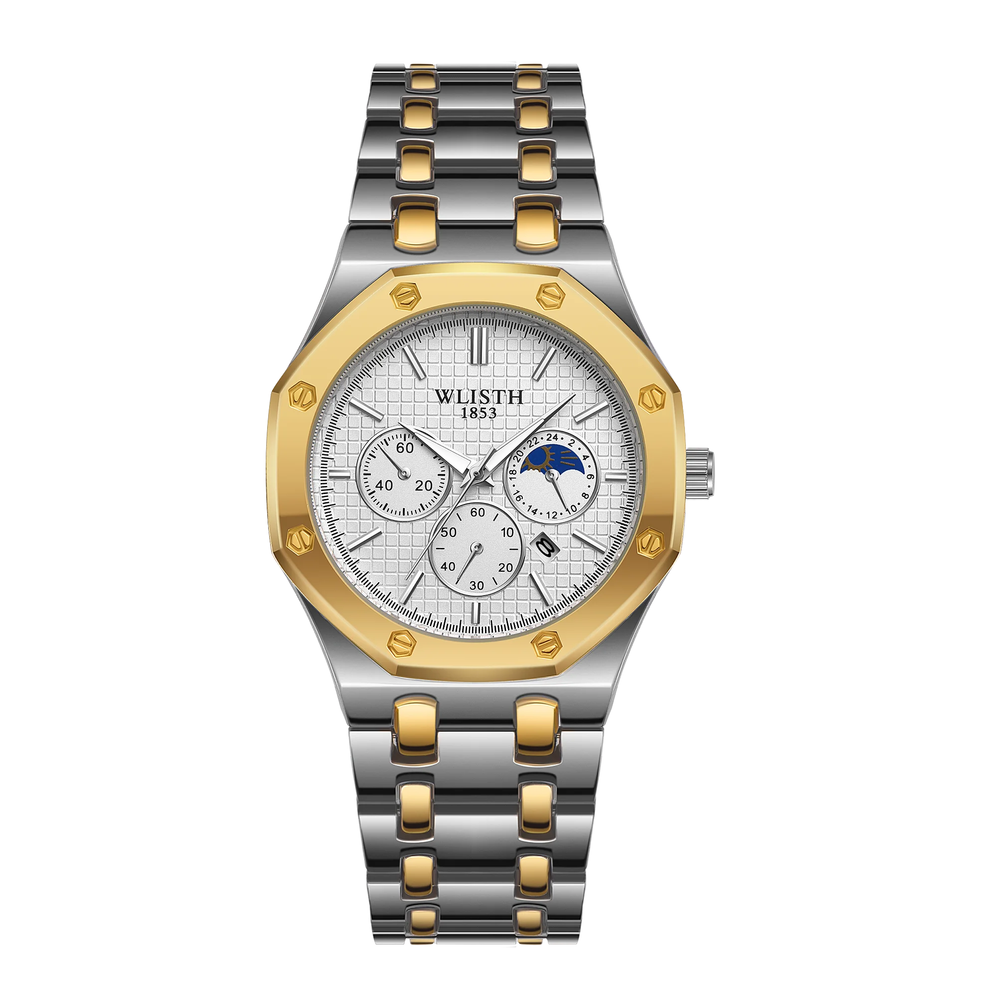 ساعات فاخرة للرجال كرونوغراف من الفولاذ المقاوم للصدأ كوارتز ساعات يد رياضية مقاومة للماء ساعة رجالية للزوجين