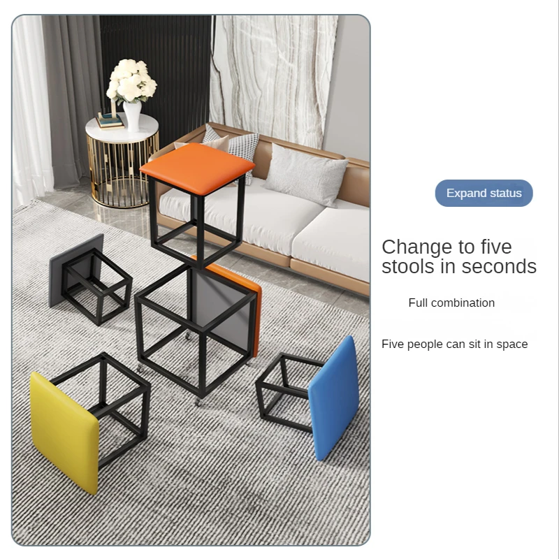 Combination Stool Household Small Low Stool Internet Celebrity Living Room Coffee Table Folding Bench Stackable Chair Modern