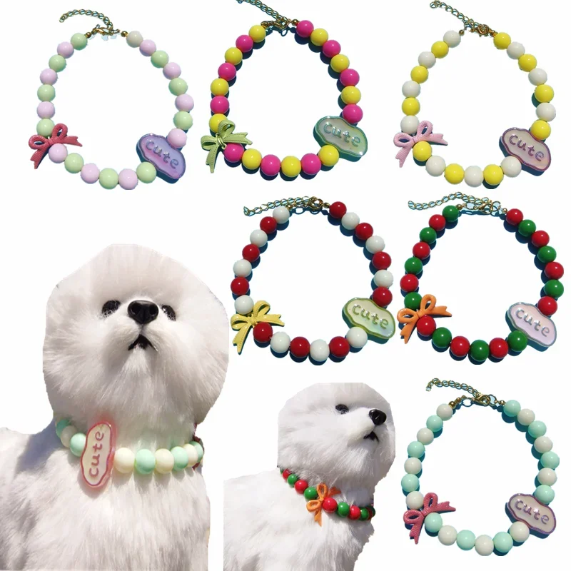 

Cat Accessories Christmas and Halloween Pet Dog Collars Bow Cute Carving Beads Handmade Necklace for Puppy Dog Cat Pet Supplies