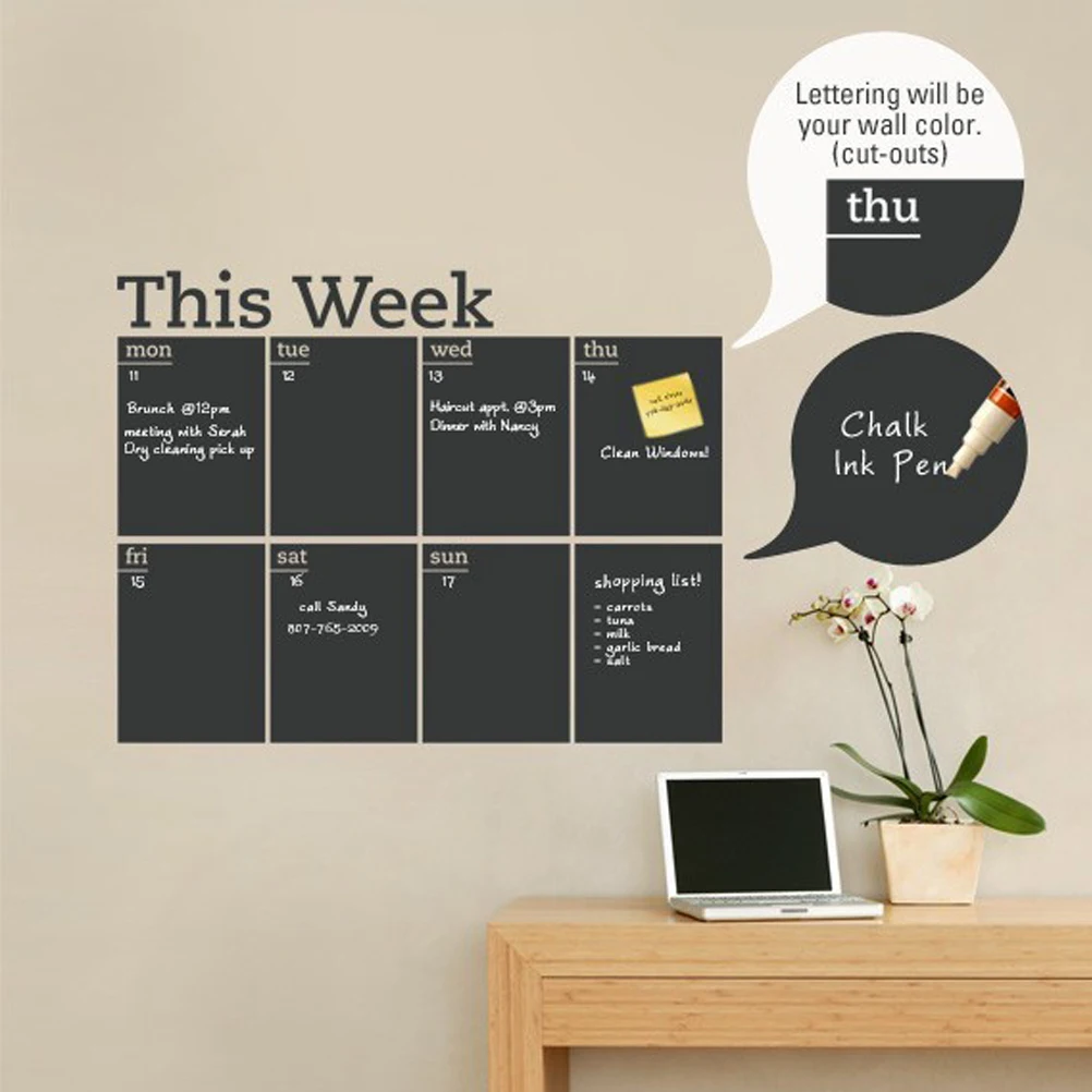 Blackboard Stickers Weekly Planner Wall Chalkboard Schedule for Pvc