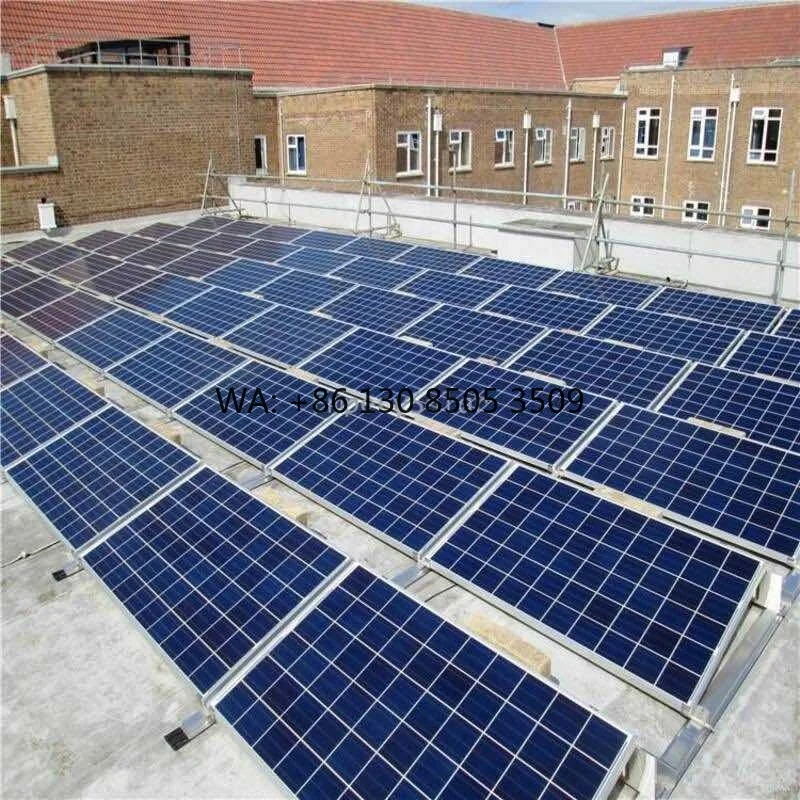 

Solar PV Module Support Ballasted Flat Roof Install Photovoltaic Brackets on the Ground With Ballasted Tray Concrete Pier Block