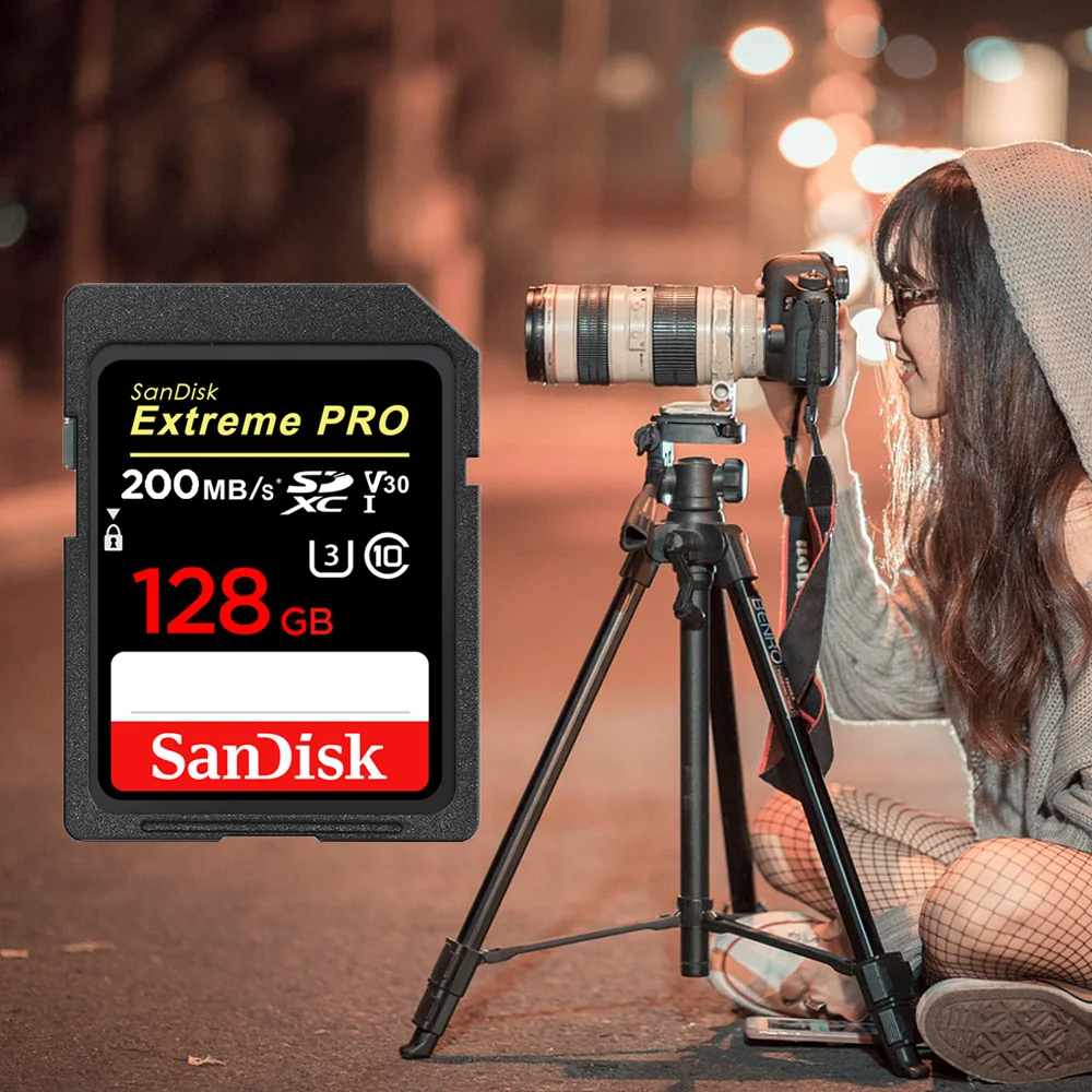 SanDisk Extreme PRO SD Card 32GB SDHC UHS-I 64GB Flash Card 128GB Memory Card 256GB 512GB SD card Max 200MB/s for 4K UHD video