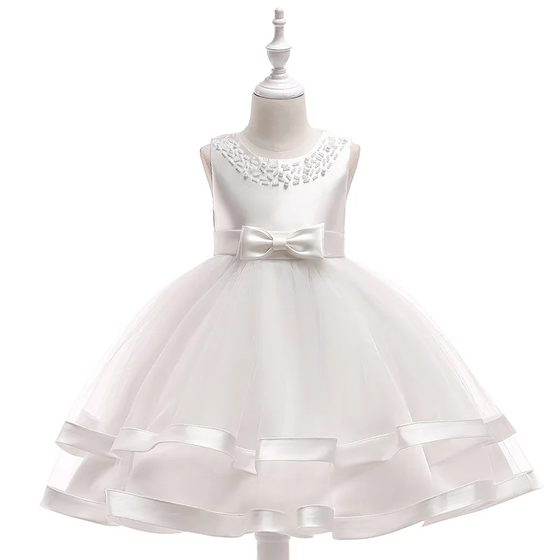 

Girls Birthday Dress Wedding Flower Princess Christmas Kid Infant Dress 3 4 5 6 7 8 9 10 yrs old Summer White Sleeveless Little