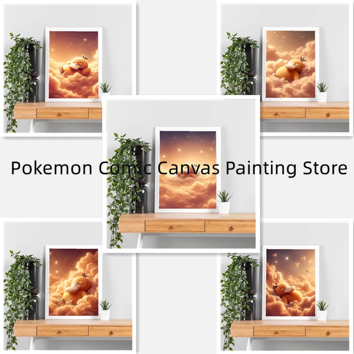 

Japanese Pokemon Psyduck Wall Stickers and Posters for Bedroom Decoration High Quality Art Pictures Christmas Gift for Children