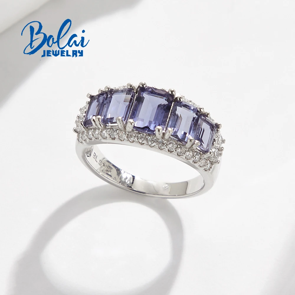 

Классический дизайн, женское кольцо из стерлингового серебра 925 пробы, натуральный восьмиугольный иолит, настоящие драгоценные камни, ювелирные изделия для подарков на годовщину