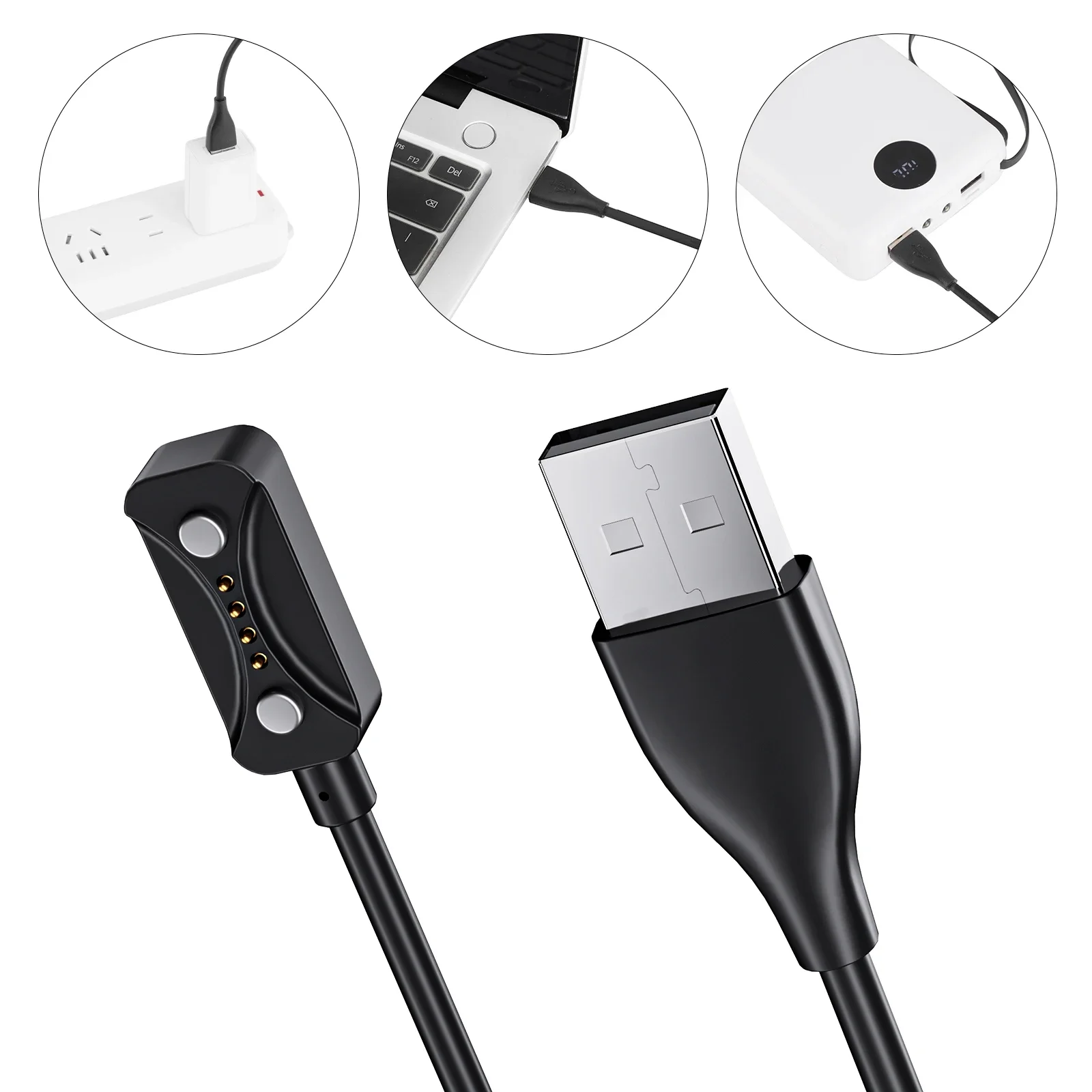 

1m Magnetic USB Charging Cable Charger Adapter 2Pin Power Charge Wire Replacement for Polar Pacer/Pacer Pro/Ignite 3/Vantage V3