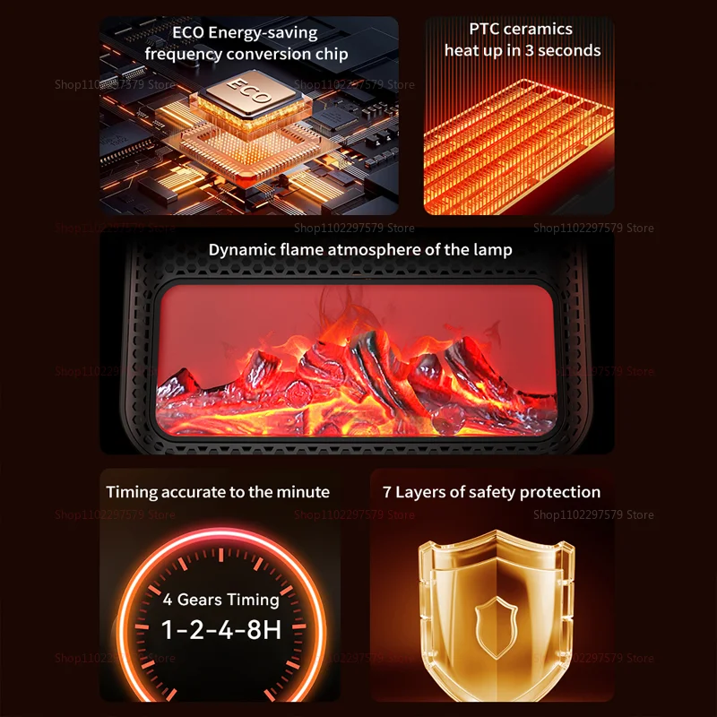Calentador de espacio para chimenea simulado 3D portátil, calentador de manos, calentamiento rápido, silencioso, eficiente en energía, escritorio de baja potencia, uso doméstico en interiores