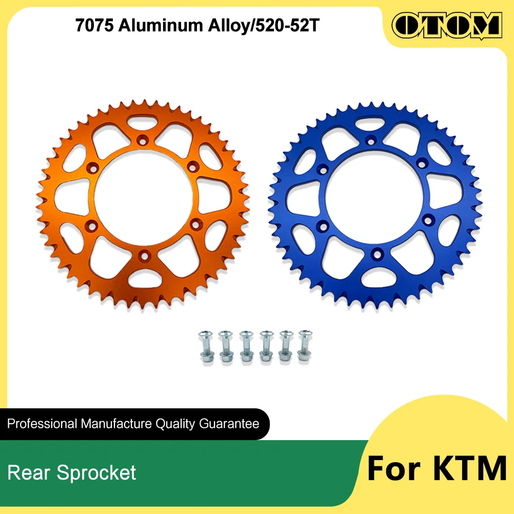 OTOM 520-52T Motorcycle Rear Chain Sprocket Aluminum Plate With Bolt For KTM SXF XCF XCW EXC HUSQVARNA FC FE TC TE GASGAS EC MCF