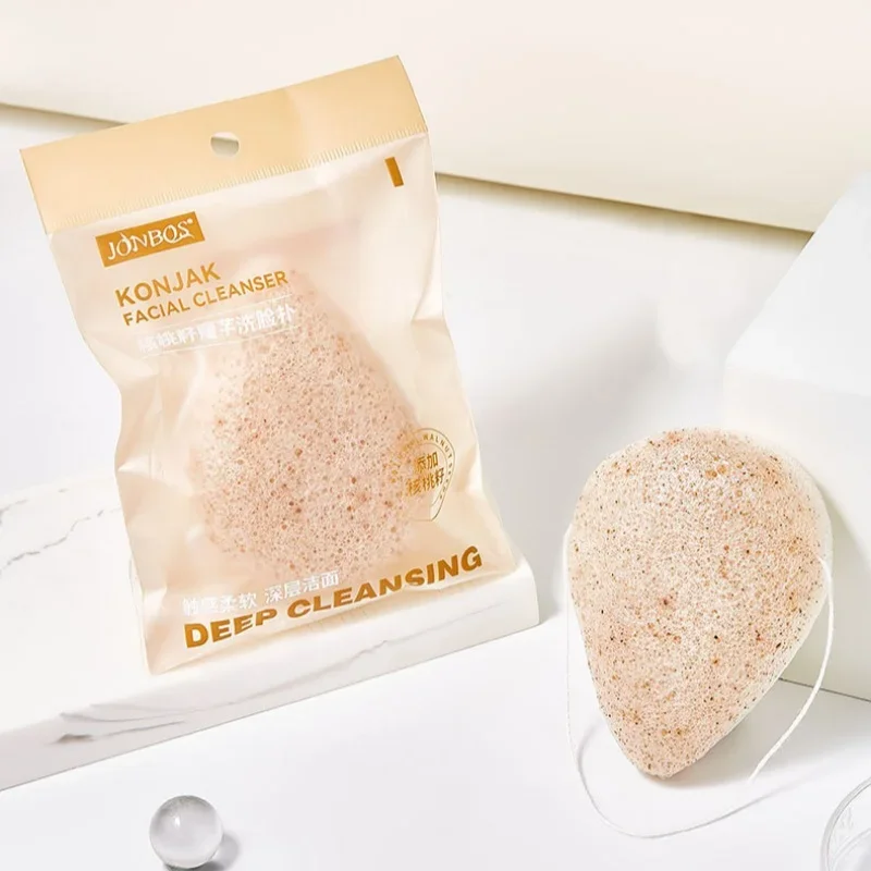 بذور الجوز كونجاك غسل الوجه نفخة التطهير العميق التقشير الطبيعي سميكة غسل الوجه التطهير نفخة منصات أداة العناية بالوجه #2