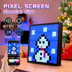 LED Pixel Display Bluetooth App Control RGB DIY Gaming Setup Bedside Alarm Clock Art Animation Gaming Room Decor Night Light