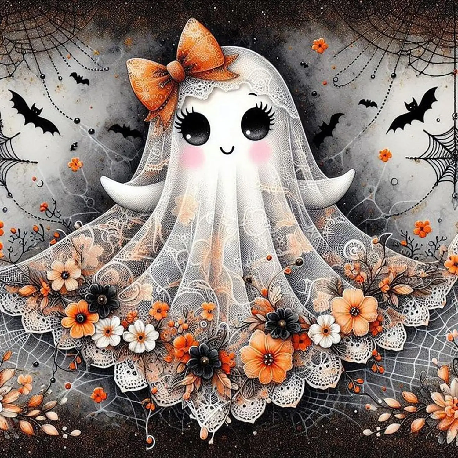 RUOPOTY Ghost Diamond Painting Halloween Complete Kit Diamond Embroidery Full Round Drill Mosaic Decor For Home