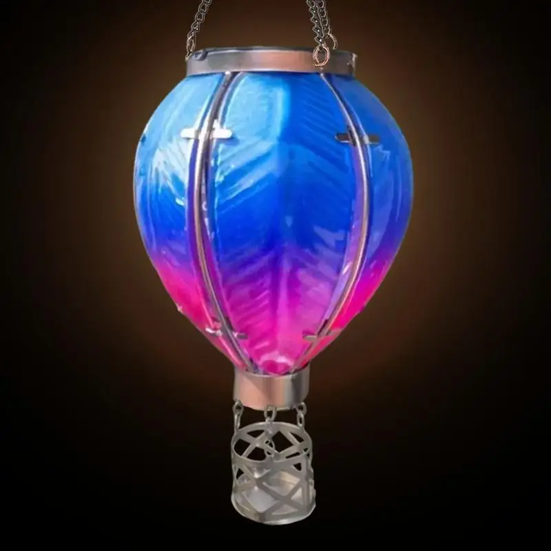 Solar Powered Hot Air Balloon Solar Garden Lantern Flickering Flame Decorative Garden Light Hot Air Balloon Decor for Garden image 4
