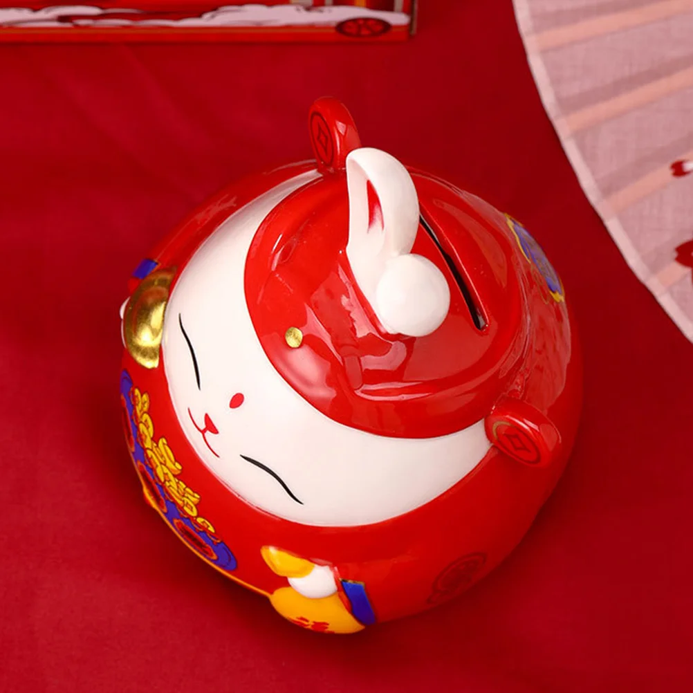 

Fortunate Rabbit Ceramic Piggy Bank Porcelain Bunny Coin Storage Organizer Decorative Saving Jar Bunny Fortunate Rabbit