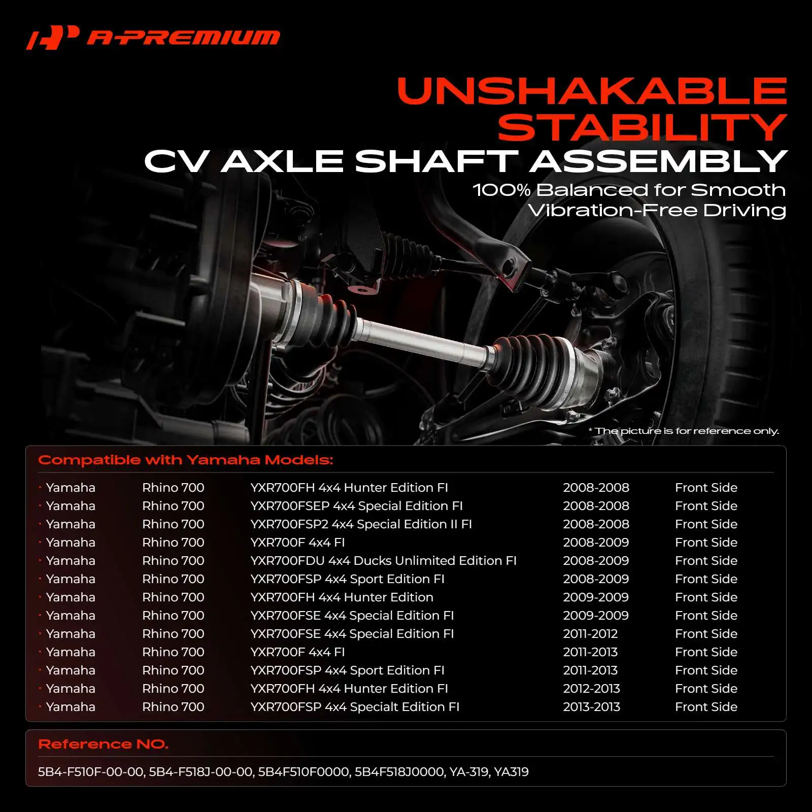 A-Premium Front CV Axle Assembly for Yamaha Rhino 700 2011 2012 2013