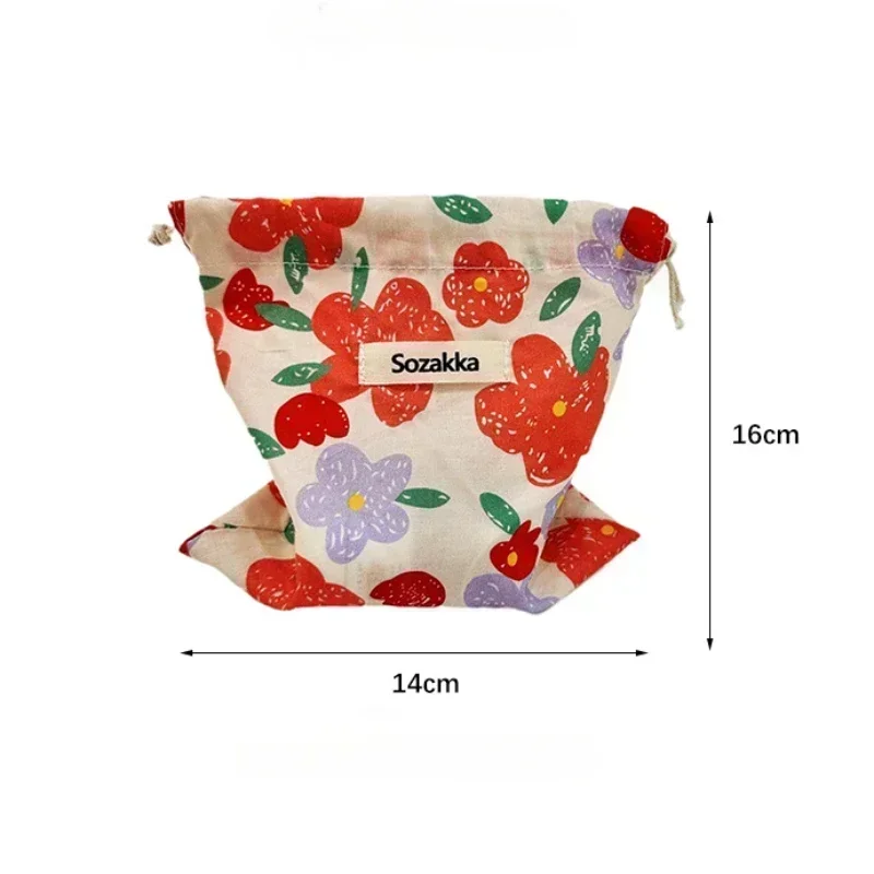 SE24 Cotton Fabric Floral Small Drawstring Bags Lipstick Toiletry Makeup Organizer Coin Pocket  Purse Keys