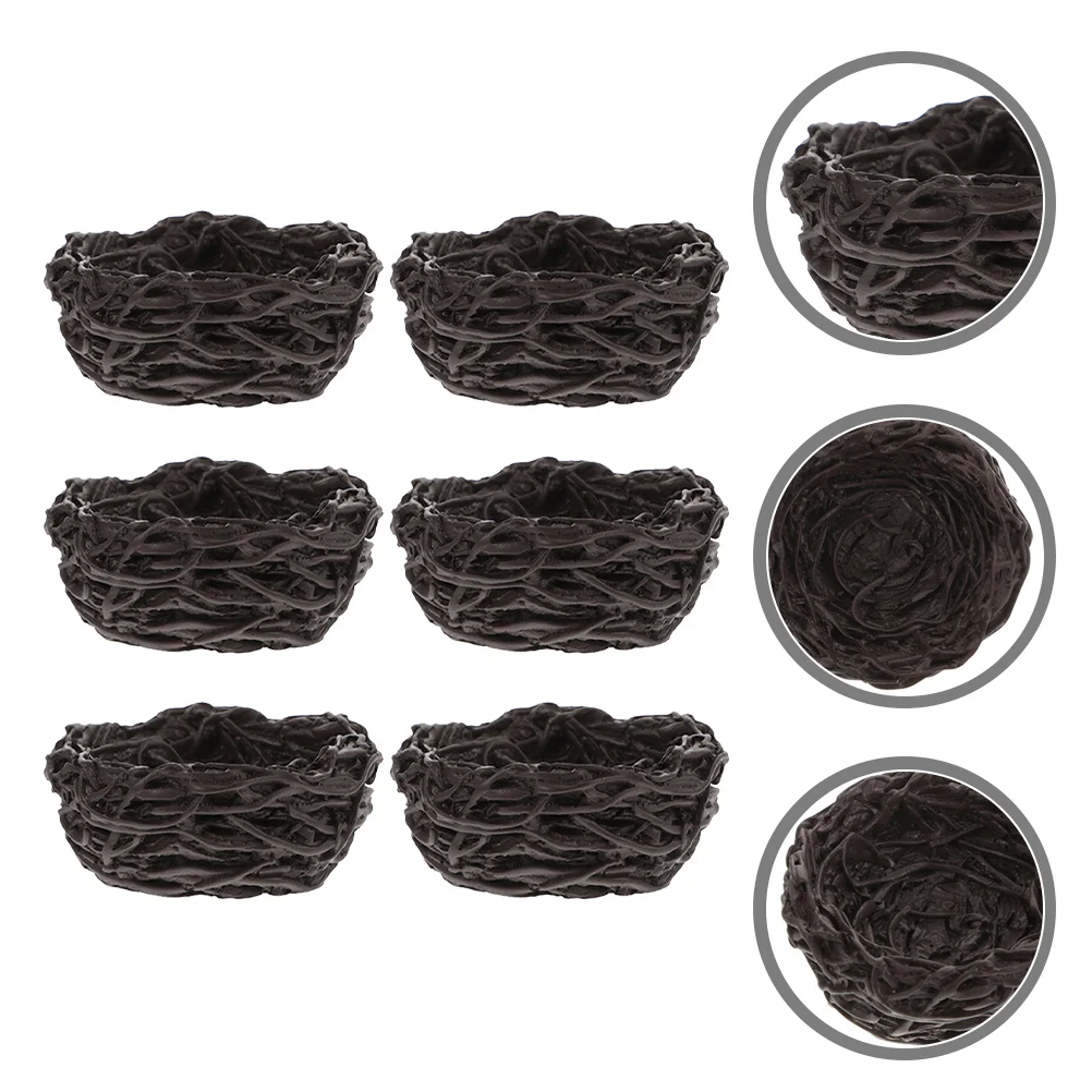 

6Pcs Micro Landscape Resin Bird Nest Ornament Creative Decorative Miniature Nest Decor for Garden Yard Mini House Ornament