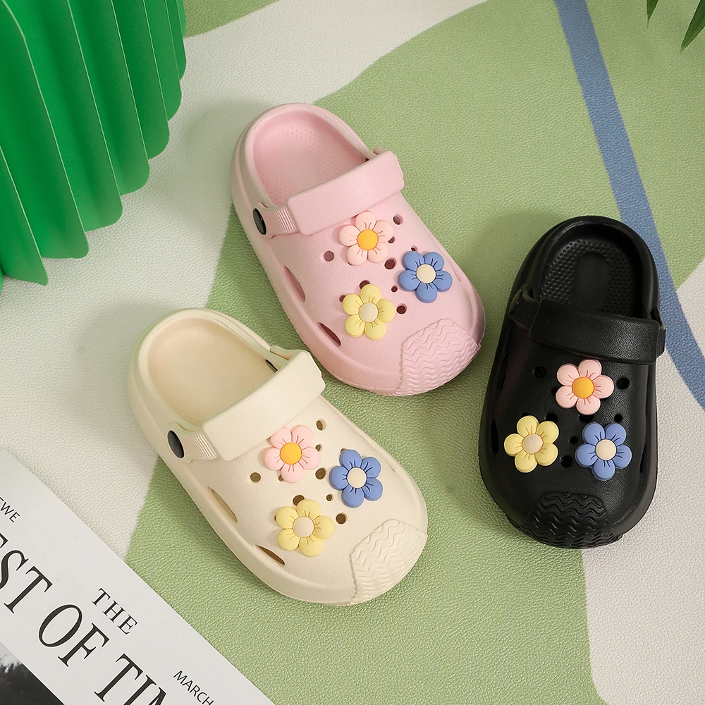 Summer Children\'s Hole Slipper Girl Fashion Flower Sandals Kids Beach Shoes Soft Bottom Toddler Home Slipper