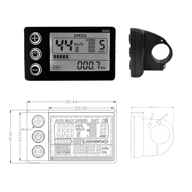 +36V 350W Sine Wave Controller Electric Bike LCD Display For E-Bike Scooter(SM Plug)