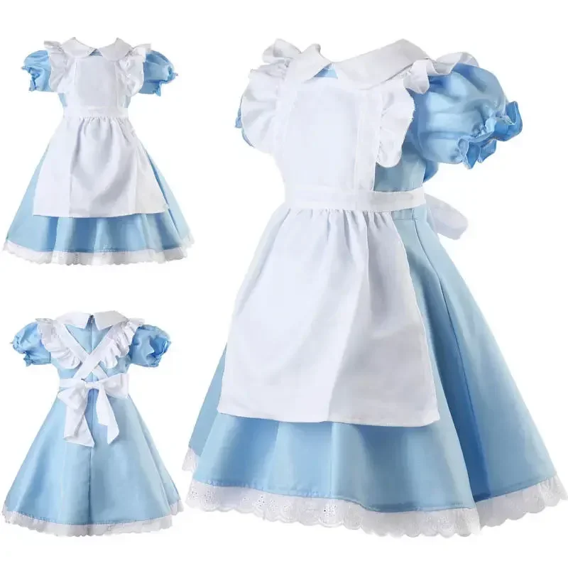 Nova alice no país das maravilhas crianças meninas livro de histórias traje conto de fadas semana fantasia vestido empregada lolita traje cosplay outfits