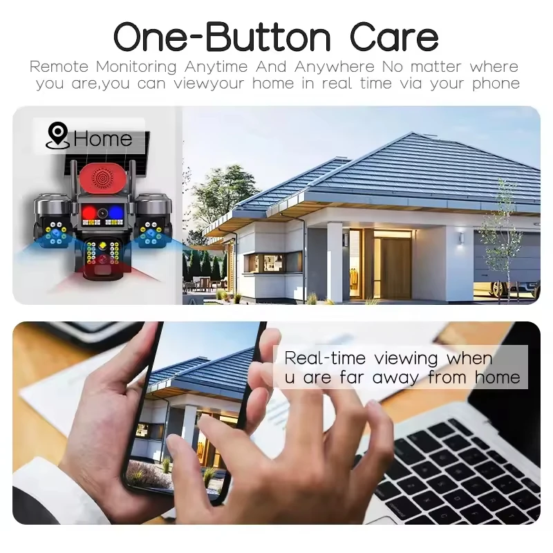 OKAM PRO المتكلم AOV كاميرا تعمل بالطاقة الشمسية 15 واط لوحة طاقة شمسية مزدوجة HD 20MP كاميرا الأمن ضوء إنذار اللون للرؤية الليلية تتبع الحركة