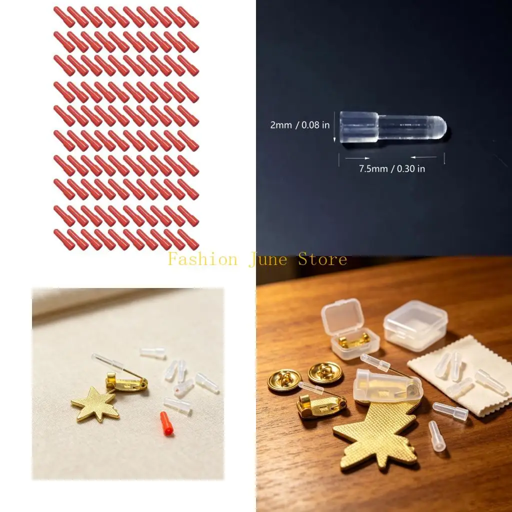 N5KA Lapel Pin Backs with Soft Silicone Coverage, Protective End Covers for Brooches, Awards and Craft Jewelry Findings