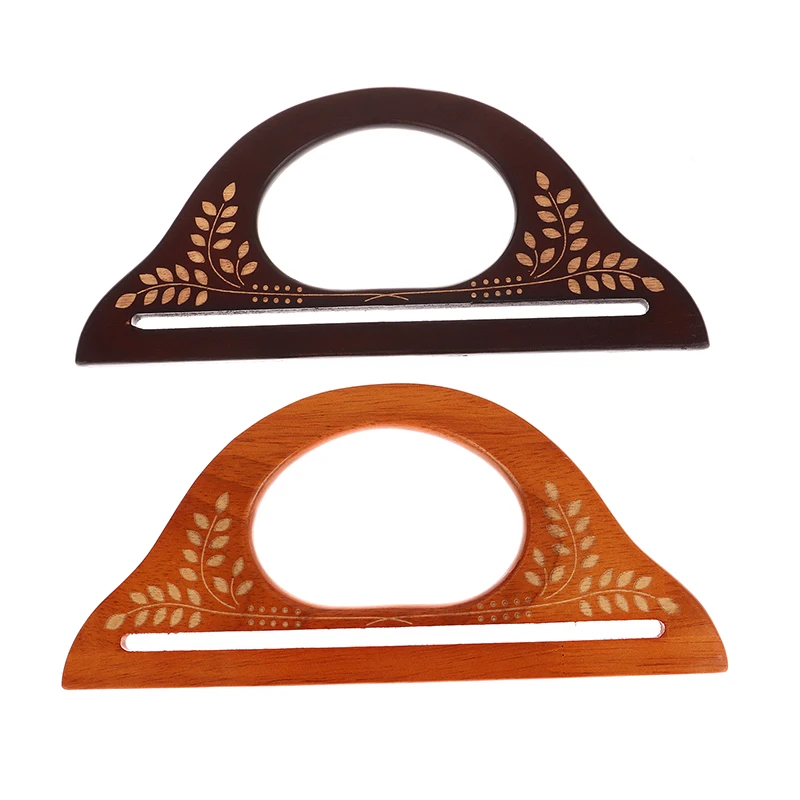 2Pcs Wooden Handle Handmade Purse Frames Wood Handbag Sewing Brackets DIY Handles For Making Bags Accessories 2 Colors