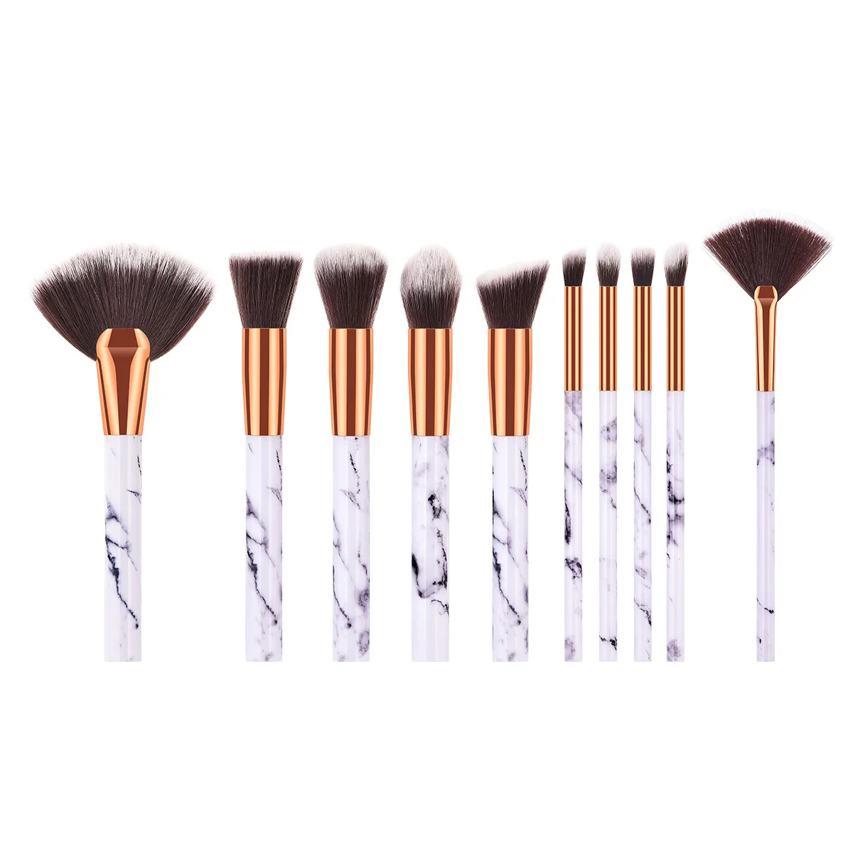 

10 pcs Makeup Brush Set Premium Nylon Hair Marble Handle For Professional Daily Use Blush Powder Cosmetics Brush Women Gift