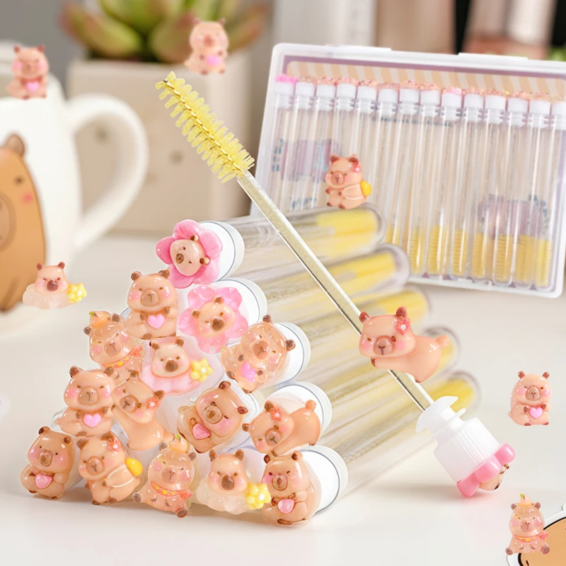 Paquete de 14 pinceles para rímel Capybara en una caja de regalo. Cada cabezal de cepillo se envuelta individualmente, brochas de maquillaje, brocha de pestañas de viaje.