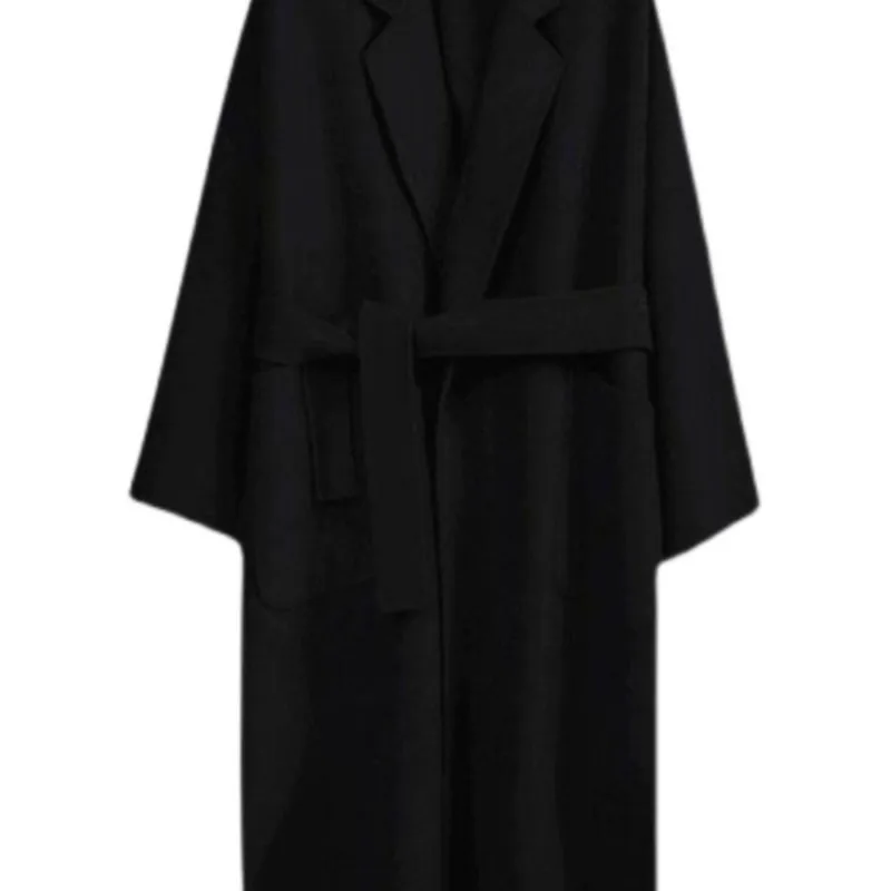 Cappotto in Cashmere reversibile nero da donna di media lunghezza nuovo temperamento di lana