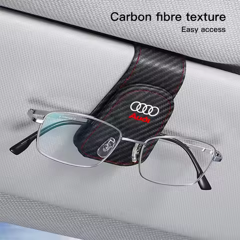 Car Leathers Glasses Clip Sun Visor Sunglasses Card Box For Audi Quattro Sline A3 A4 A6 A5 Q5 A1 Q7 Q3 Q2 Q8 A7 A8 TT S1 SQ5 S4