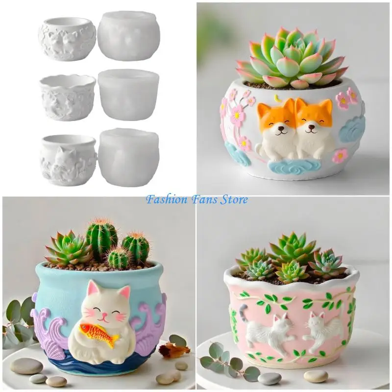 

Фестивальная форма из силиконовой смолы с подробным рисунком домашних животных, силиконовая текстура для поделок в горшках