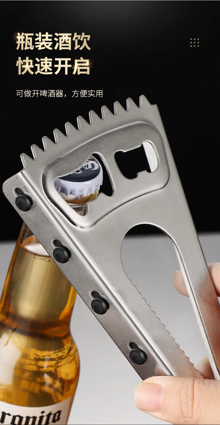 Multifunktions-Dosenöffner, Glas-Dosenöffner, Kappenöffner, Flaschenverschließer, Fischschuppen-Hobel – Küchenwerkzeug zum einfachen Heben und Öffnen – Detail 10