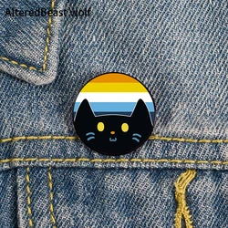 AroAce Pride cat Pin Custom cute Brooches Shirt Lapel teacher tote Bag backpacks Badge Cartoon gift brooches pins for women