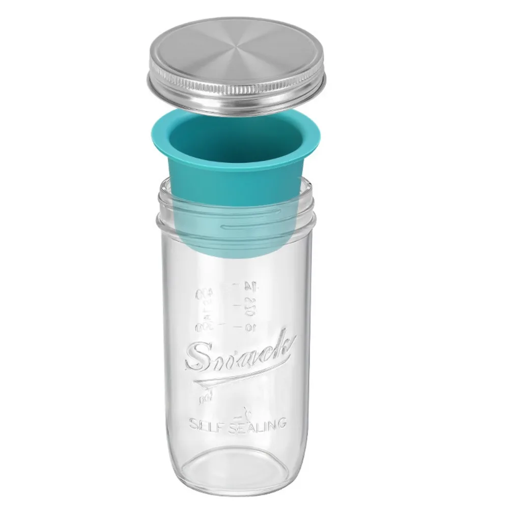 Portable 16/24 Oz Salad Glass Jars Leak-Proof with Sauce Cup Mason Jar Transparent Sealed Food Storage Jar Home Office