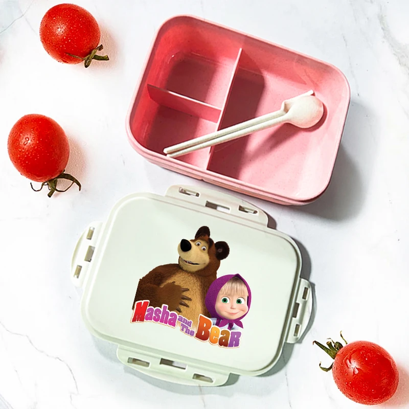 Mashas and The Bears Lunch Box Cartoon Character Printed Lunchbox Student Kawaii Portable Food Insulated Storage Container Gifts