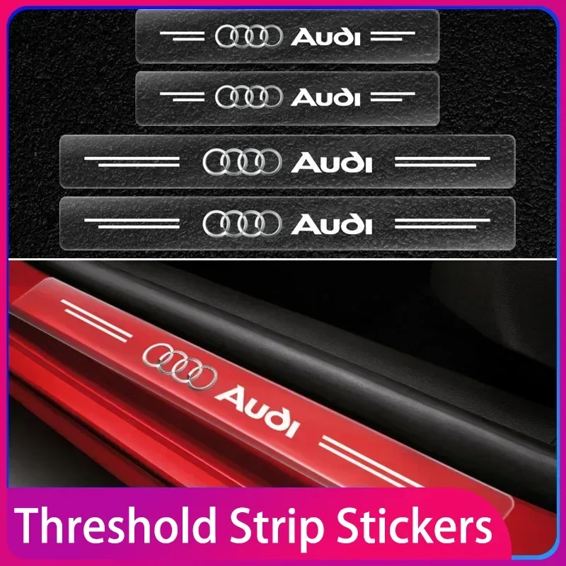 

4pcs Carbon Fiber Car Sticker Auto Door Threshold Scratch Waterproof for Audi Sline TT Q2 Q3 Q5 Q7 Q8 A3 A4 A5 A6 B6 C7 V8