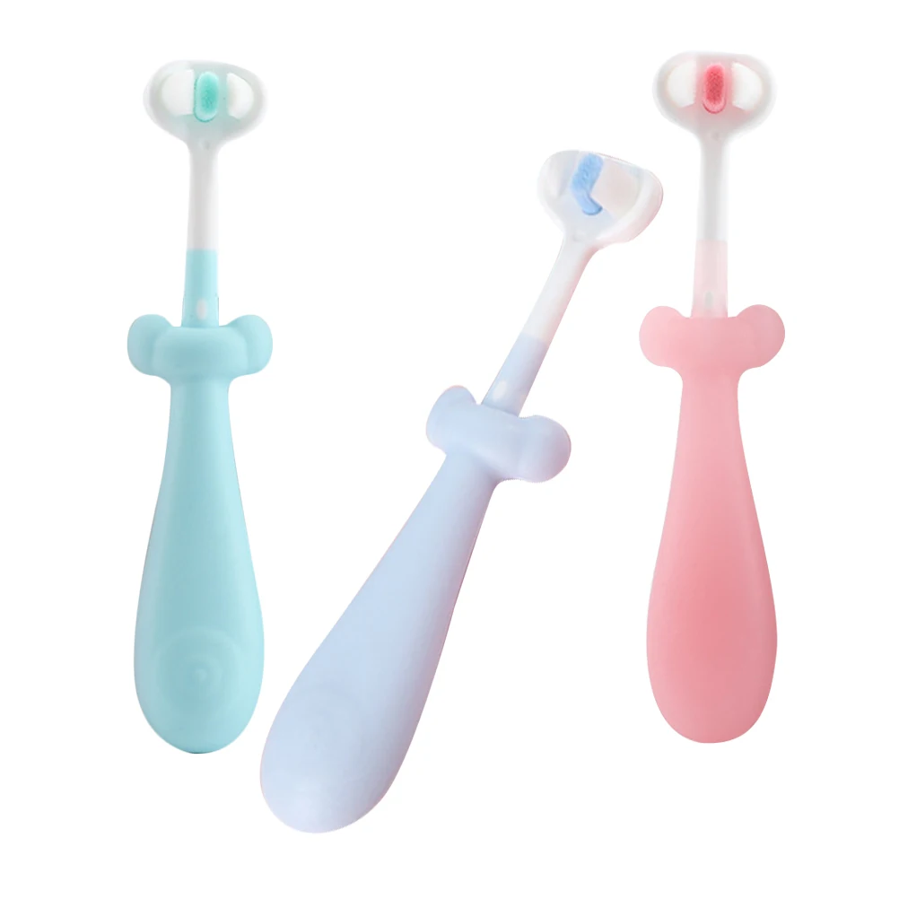 

3 pcs Baby Toothbrush Kids Toddler Children Soft Bristles Non Slip Handle Manual Teether Infants Safe Grip