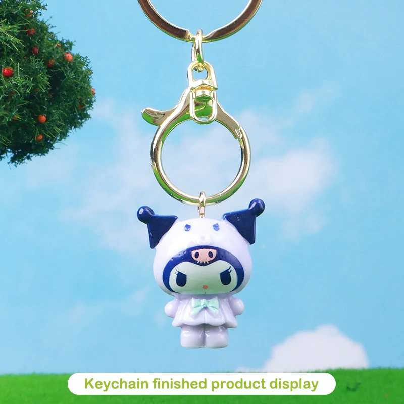 Kartun Sanrio Kuromi boneka Hello Kitty ornamen lanskap mikro DIY Dekorasi miniatur rumah boneka Desktop kendaraan dipasang Model mainan