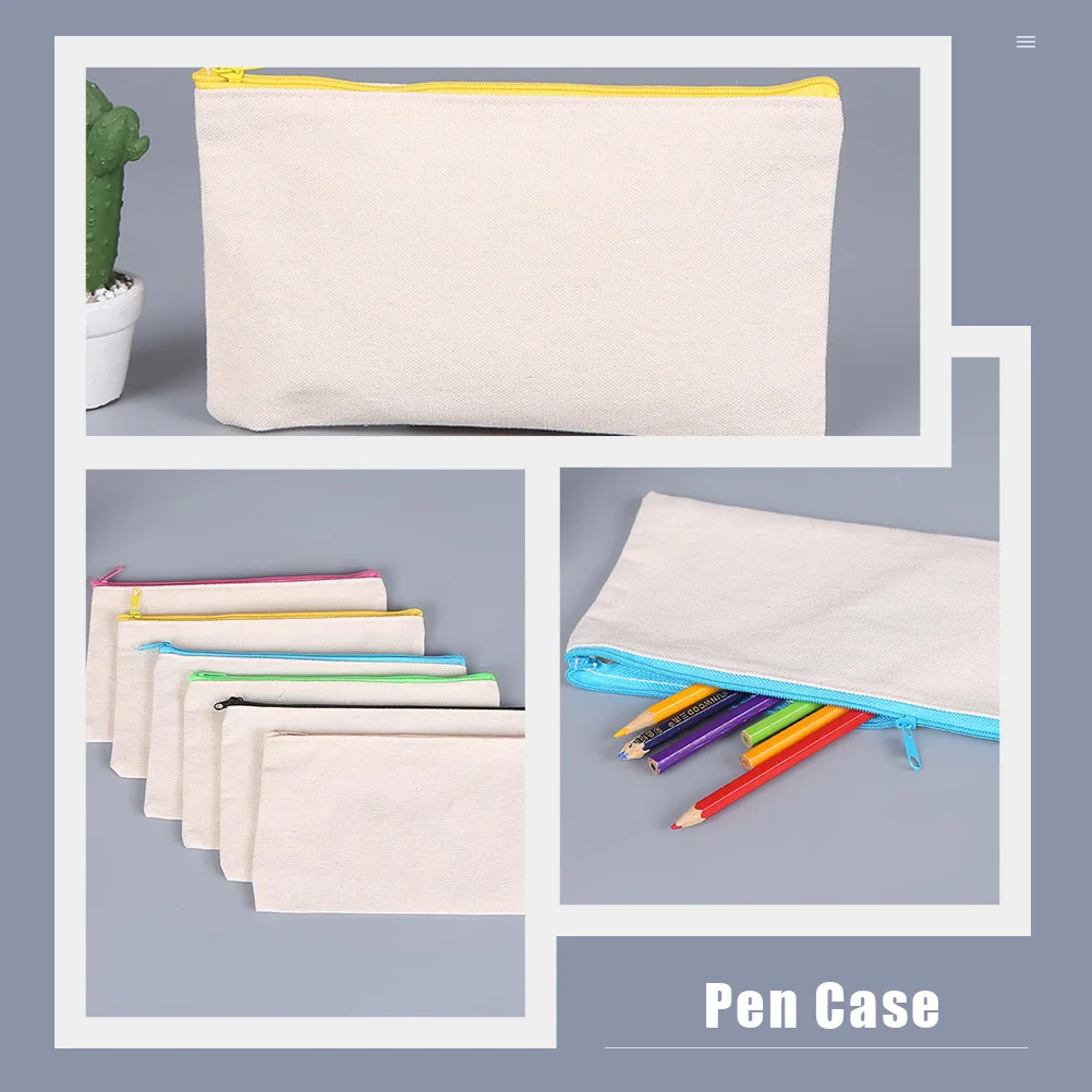 6 قطعة لتقوم بها بنفسك حقيبة أقلام قماش فارغة حقيبة أقلام رصاص صنعة بديعة السلس سستة المحمولة منظم قرطاسية للطلاب