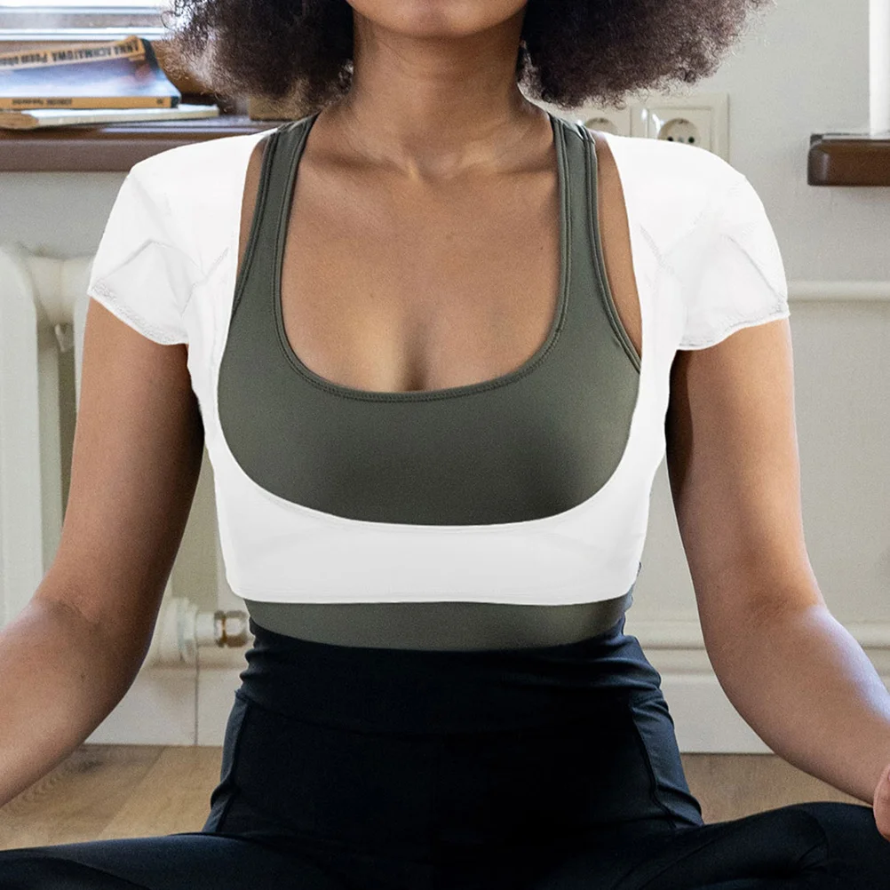 2 قطعة وسادة عرق تحت الإبط للنساء سترة مرنة قابلة للتنفس ملابس آمنة بدون بقع طوال اليوم وسادات عرق تحت الإبط قميص قصير