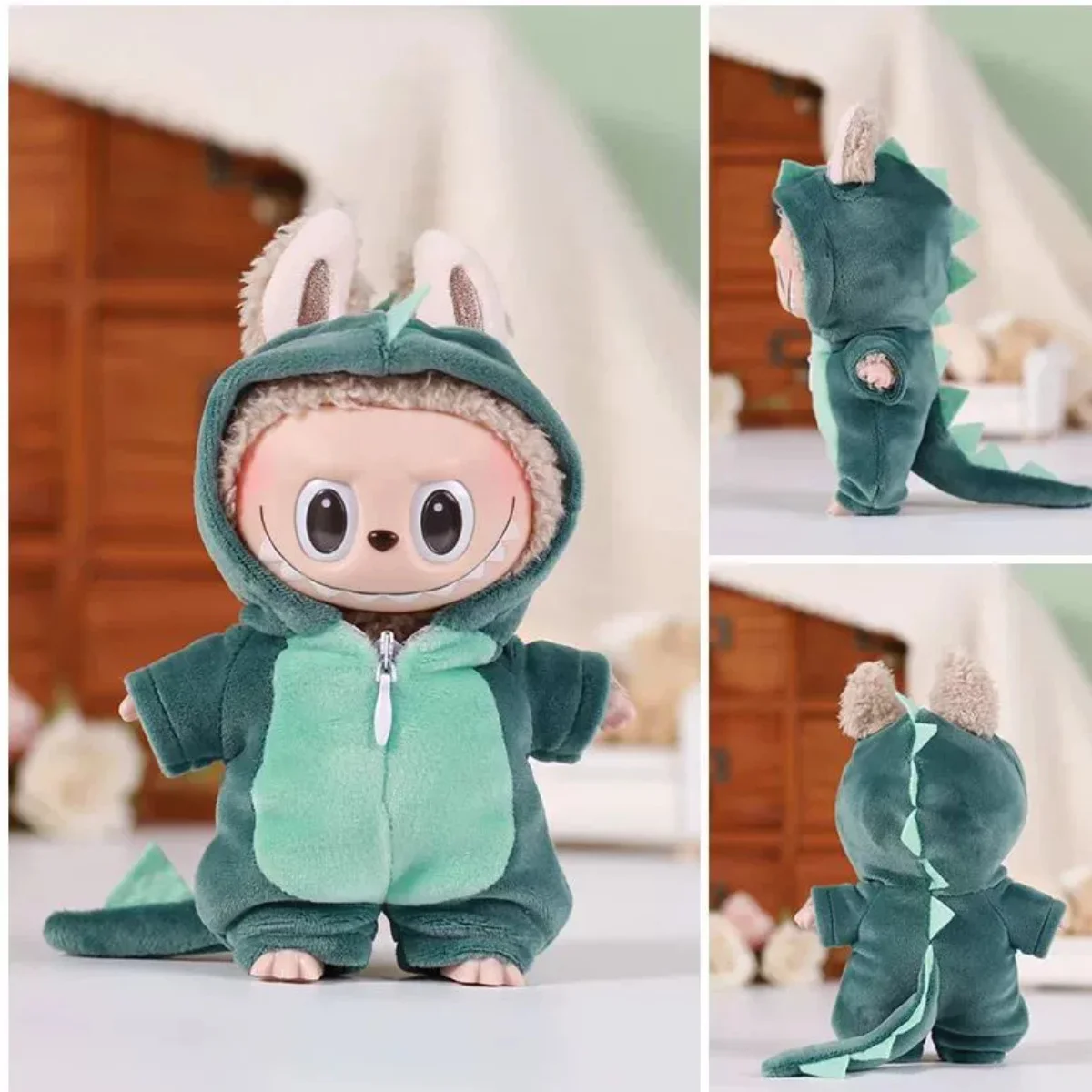 Conjunto de mono de felpa para Ropa Labubu de 17cm, Mini Ropa para muñeca, mono de monstruo Animal multicolor, Ropa para el hogar, accesorios de moda
