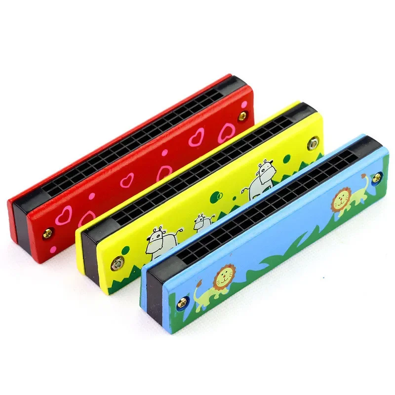 Cute Harmonica for Children, Instrument Musical, Montessori Educational Toys, Cartoon Pattern, Wind Instrument, Gift for Kids, 16 Buracos