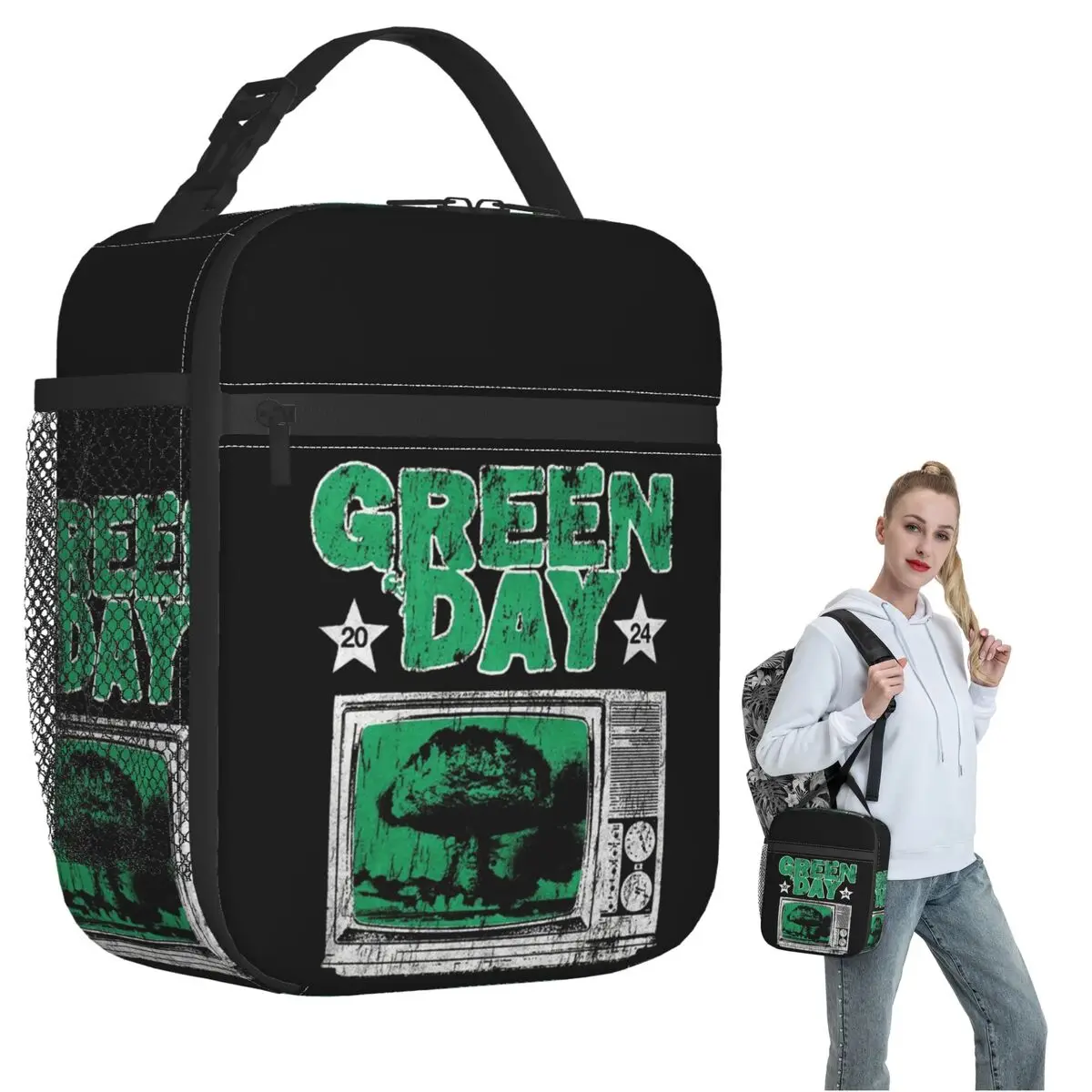 Green Day Insulated Lunch Bag for Women Children Portable Food Boxes Thermal Lunch Box Tote