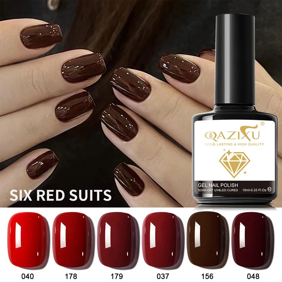 Juego de 1-6 uds de Gel de uñas rojo y marrón, arte de uñas DIY, esmalte de Gel semipermanente UV LED, suministros de Kit de manicura de diseño duradero