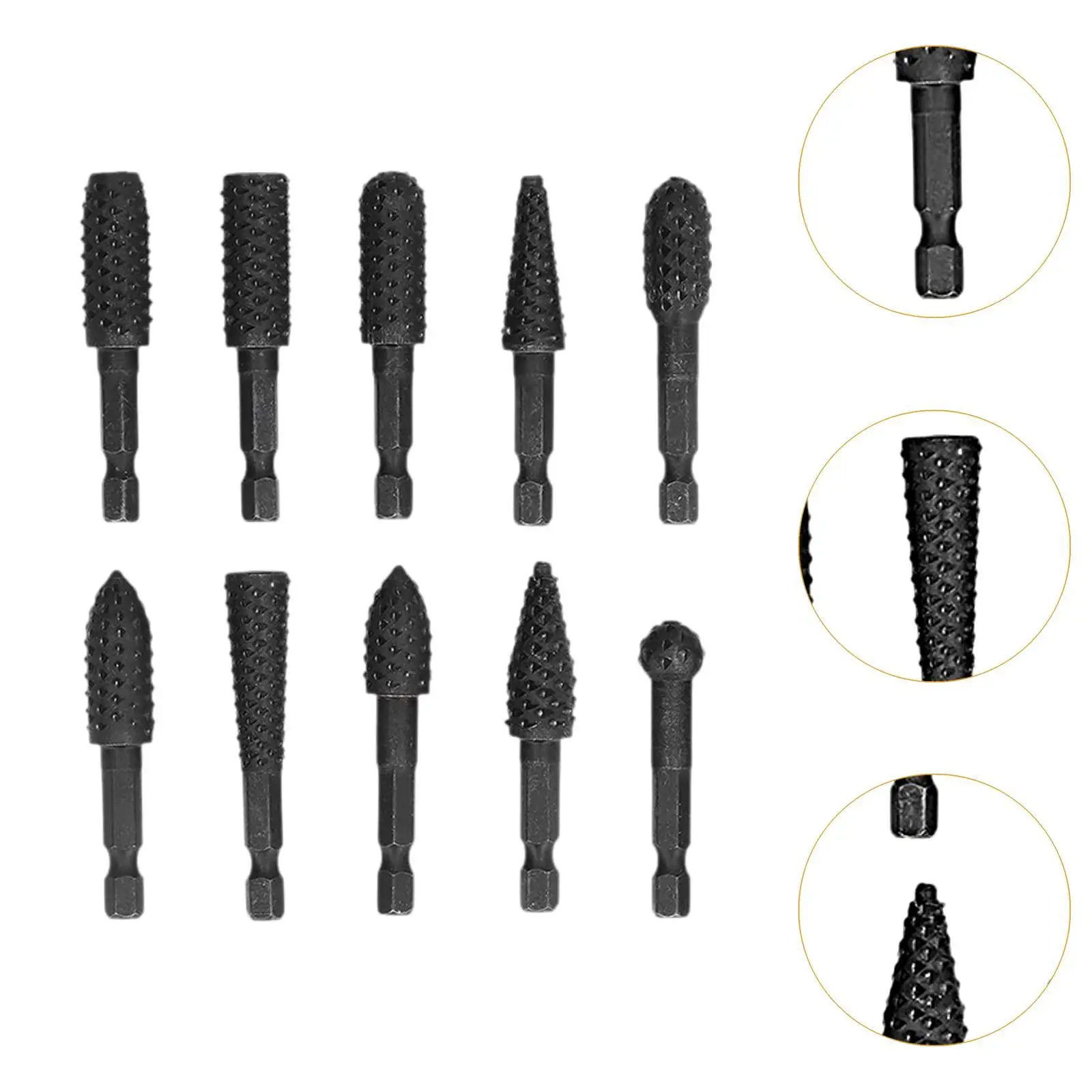 Set Burr Rotari, mata bor Rasp, alat Rotari mata baja karbon tinggi